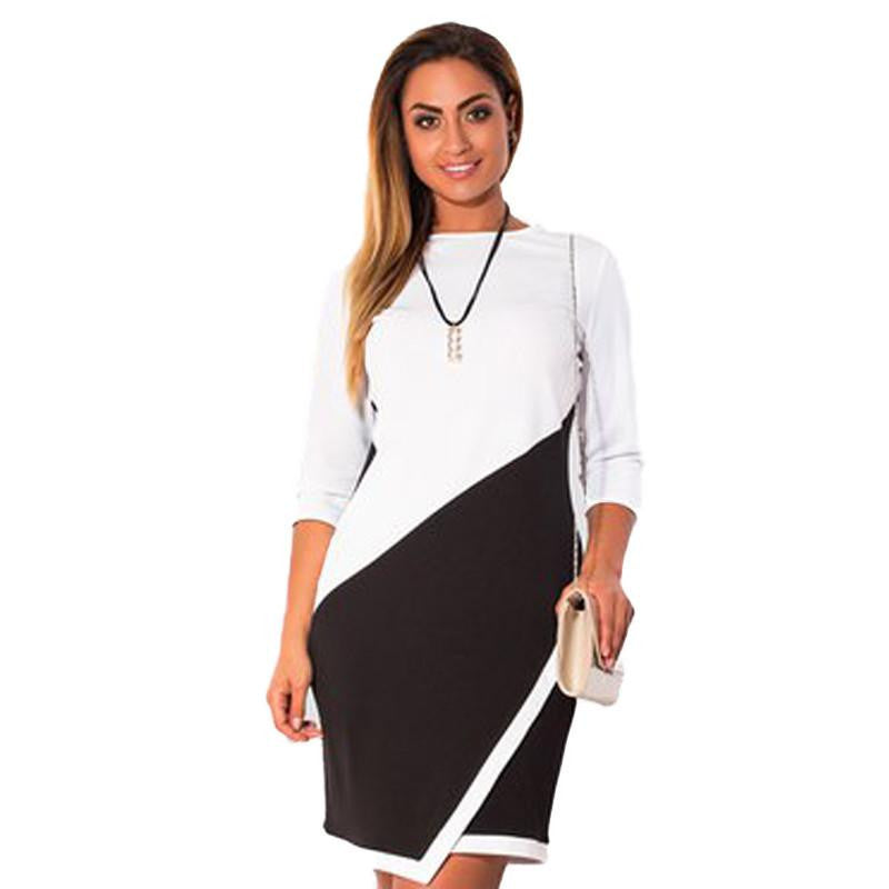 women casual sheath patchwork dress fashion bodycon knee length party dresses 5xl 6xl plus size