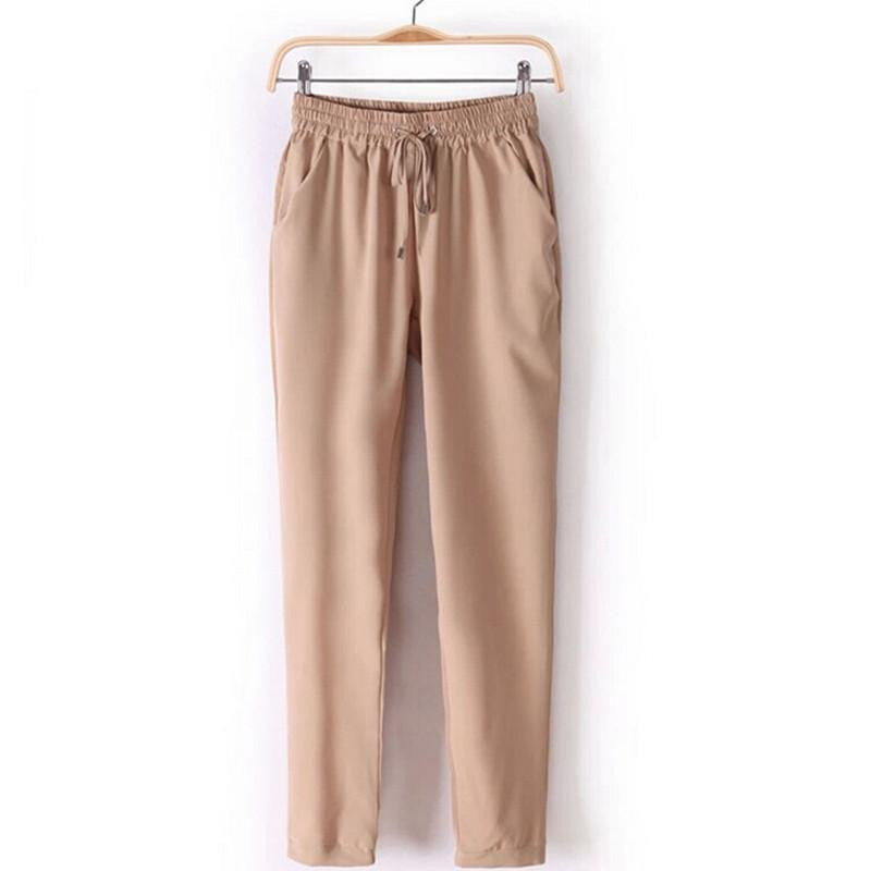 Women Chiffon Pant Casual Harem Pants Women Trousers Pantalones Elastic Waist Loose Drawstring Female 05