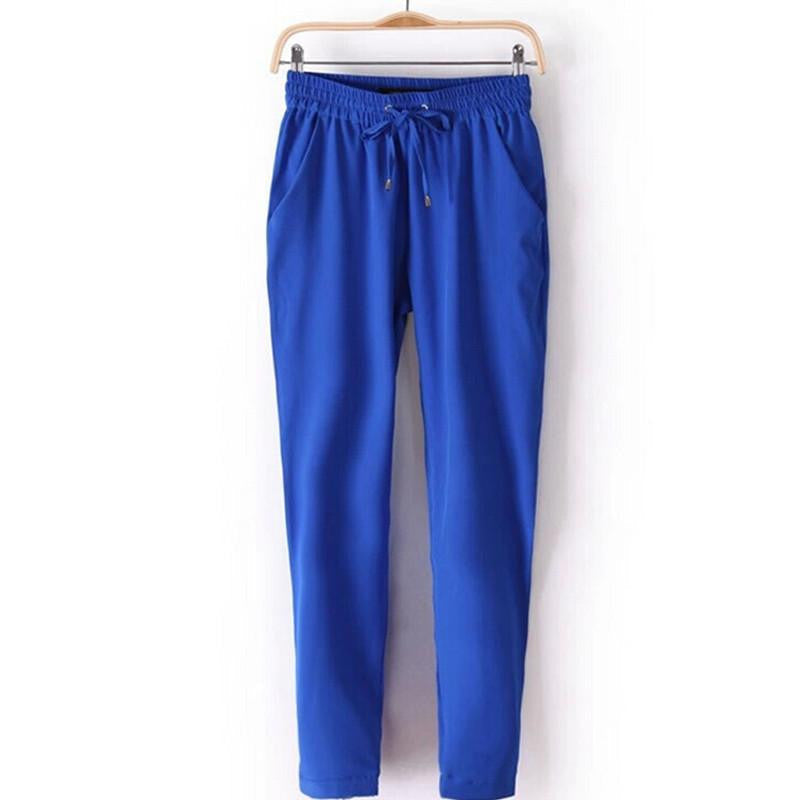 Women Chiffon Pant Casual Harem Pants Women Trousers Pantalones Elastic Waist Loose Drawstring Female 05