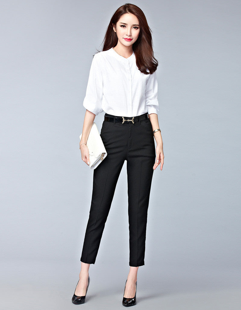Online discount shop Australia - high waist pencil pants for women office OL style work wear skinny pants female vintage trousers