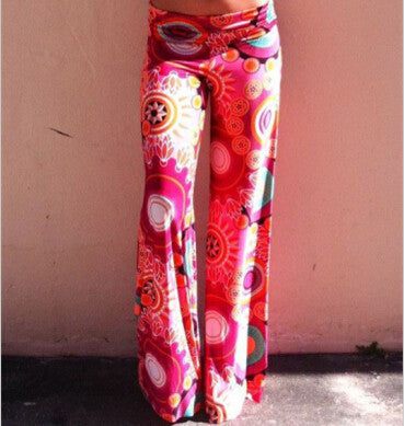 Summer Women Pants Casual High Waist Flare Wide Leg Long Pants Palazzo Trousers Floral Plus Size Classic Pant Preppy