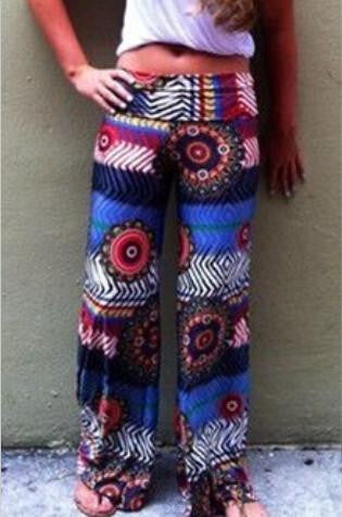 Summer Women Pants Casual High Waist Flare Wide Leg Long Pants Palazzo Trousers Floral Plus Size Classic Pant Preppy