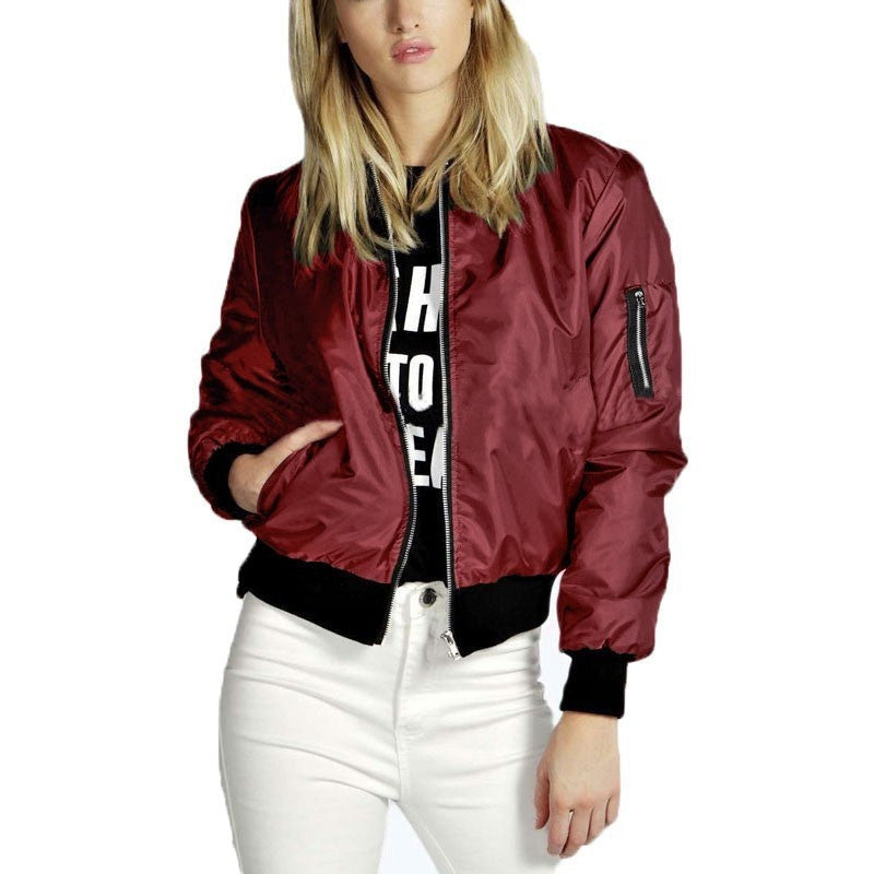 Online discount shop Australia - Fashion Bomber Jacket Women Long Sleeve Basic Coats Casual Thin Slim Outerwear Short MA1 Pilot Bomber Jackets