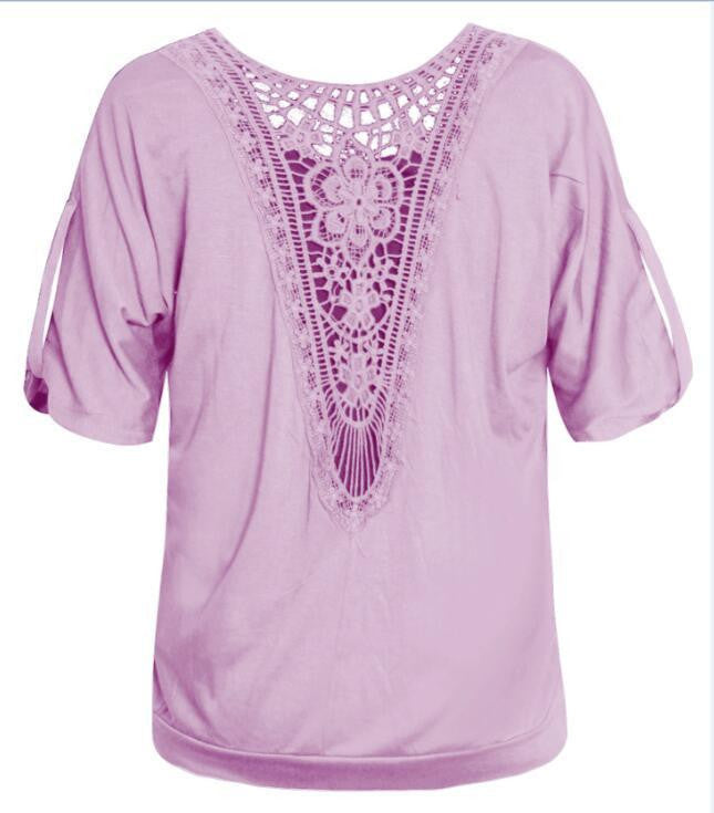 T Shirt Fashion Women Loose tops Ladies Lace Top t-shirt Casual t-shirt Tops plus size