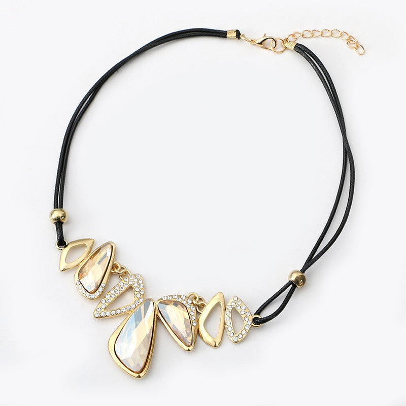 Online discount shop Australia - Lemon Value Statement Maxi Choker Vintage Charms Collar Gem Crystal Pendants Leather Rope Necklaces Women Jewelry Collier A469