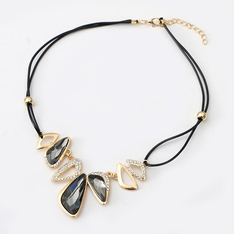 Online discount shop Australia - Lemon Value Statement Maxi Choker Vintage Charms Collar Gem Crystal Pendants Leather Rope Necklaces Women Jewelry Collier A469