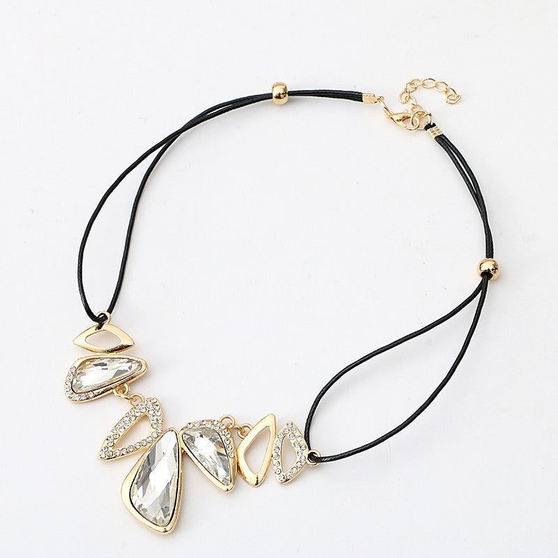 Online discount shop Australia - Lemon Value Statement Maxi Choker Vintage Charms Collar Gem Crystal Pendants Leather Rope Necklaces Women Jewelry Collier A469