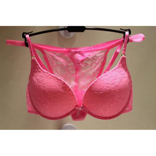 Deep V-neck Full Lace Floral Princess Underwear Bra Set Vs Push Up Bra With Thong Set