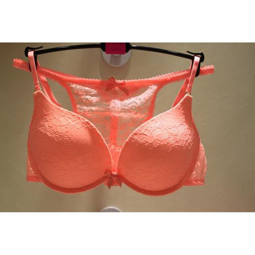 Deep V-neck Full Lace Floral Princess Underwear Bra Set Vs Push Up Bra With Thong Set