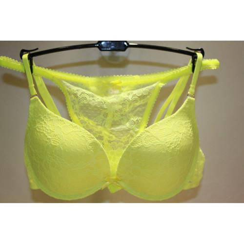 Deep V-neck Full Lace Floral Princess Underwear Bra Set Vs Push Up Bra With Thong Set