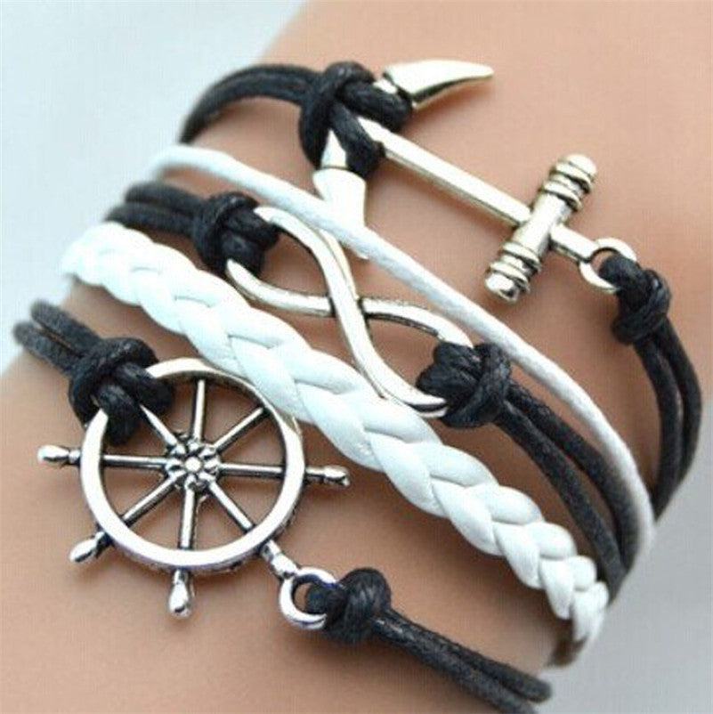 Online discount shop Australia - Handmade Vintage Bird Anchor Bracelets Wrap Leather Bracelet Charm bracelets pulseira couro bracelets for women