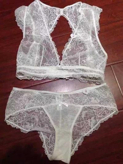 Slim lace temptation sexy transparent and comfortable bra set push up deep VS young women bra underwear set Black white