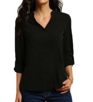 Plus Size Woman Fashion Solid Casual Long Sleeve Chiffon Blouses Lady Girl White 7 color S- 5XL Shirts