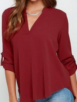 Plus Size Woman Fashion Solid Casual Long Sleeve Chiffon Blouses Lady Girl White 7 color S- 5XL Shirts