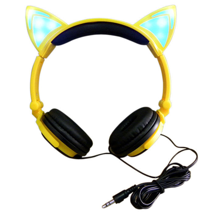Online discount shop Australia - Foldable Flashing Glowing cat ear headphones Gaming Headset Earphone with LED light For PC Laptop Computer Mobile Phone