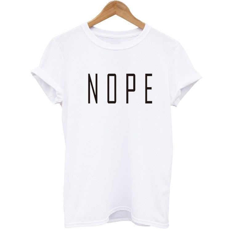 Online discount shop Australia - KNITTING H519   Women White Punk T-shirt NOPE Printed Women Band Short Sleeve Tees