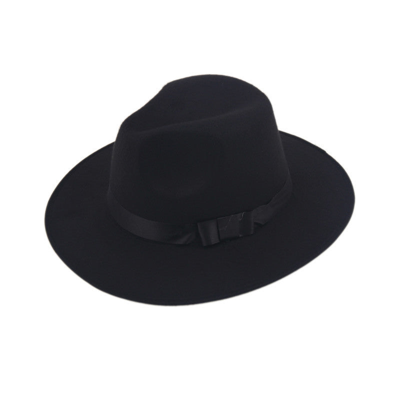 Women Men Jazz Hard Felt Bowknot Fedora Panama Bowler Wide Brim Hat Gangster Cap - CelebritystyleFashion.com.au online clothing shop australia