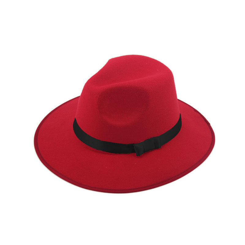 Women Men Jazz Hard Felt Bowknot Fedora Panama Bowler Wide Brim Hat Gangster Cap - CelebritystyleFashion.com.au online clothing shop australia