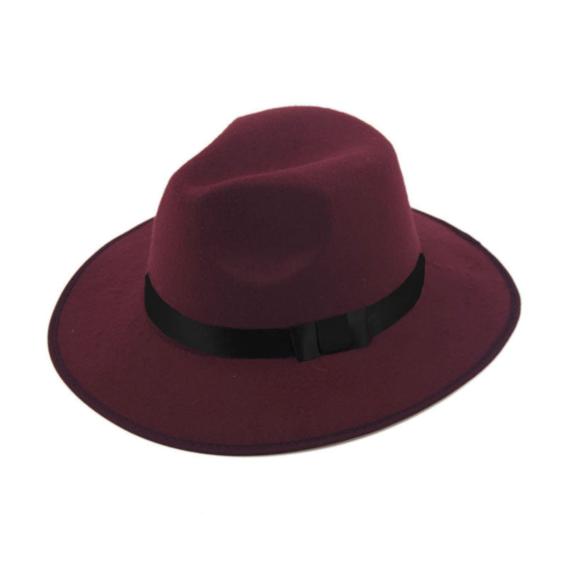 Women Men Jazz Hard Felt Bowknot Fedora Panama Bowler Wide Brim Hat Gangster Cap - CelebritystyleFashion.com.au online clothing shop australia