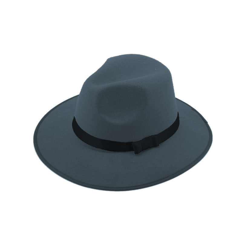 Women Men Jazz Hard Felt Bowknot Fedora Panama Bowler Wide Brim Hat Gangster Cap - CelebritystyleFashion.com.au online clothing shop australia
