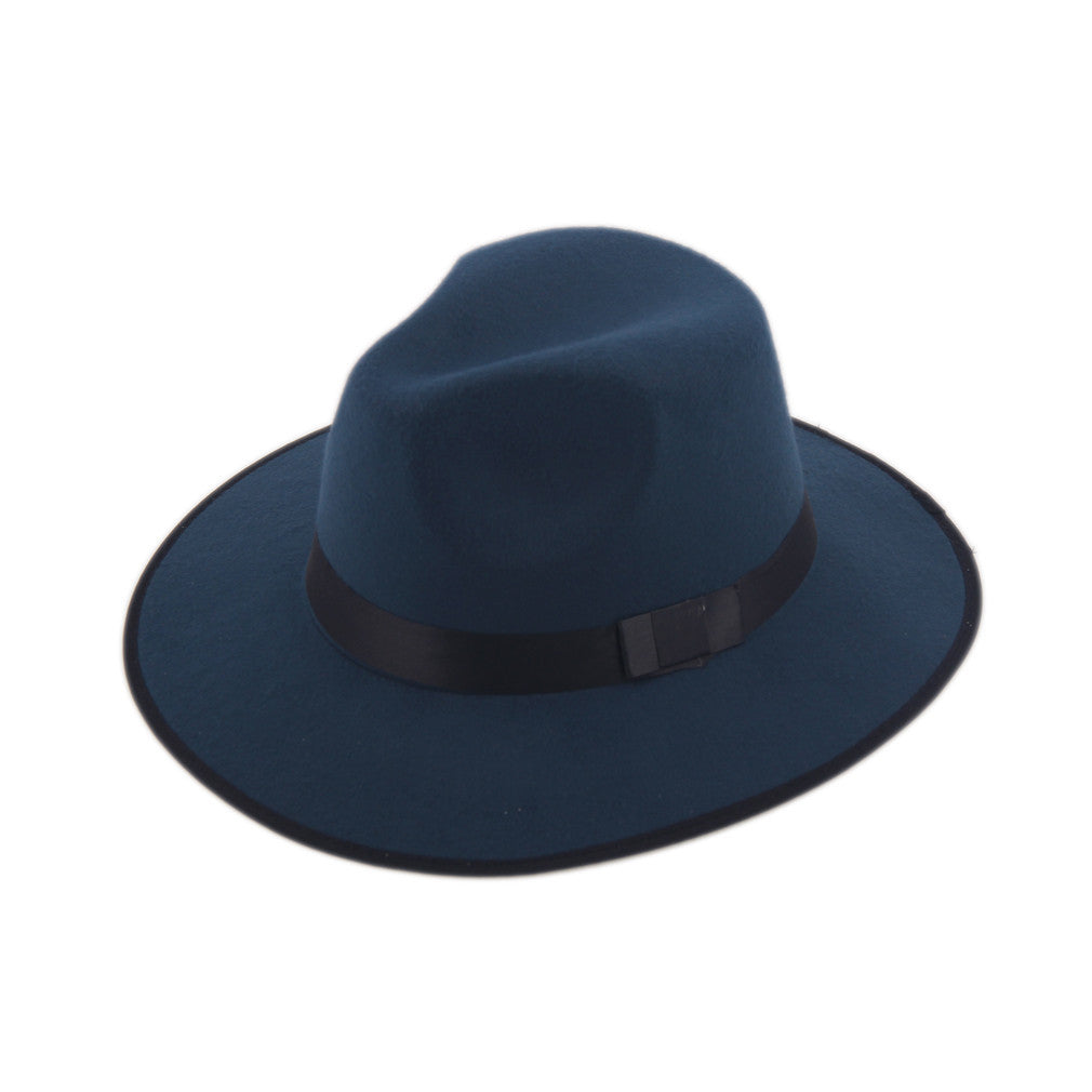 Women Men Jazz Hard Felt Bowknot Fedora Panama Bowler Wide Brim Hat Gangster Cap - CelebritystyleFashion.com.au online clothing shop australia