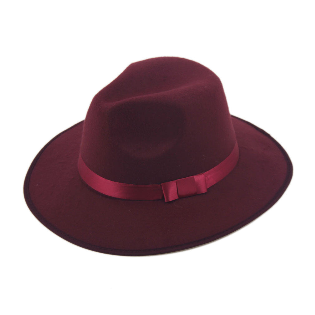 Women Men Jazz Hard Felt Bowknot Fedora Panama Bowler Wide Brim Hat Gangster Cap - CelebritystyleFashion.com.au online clothing shop australia