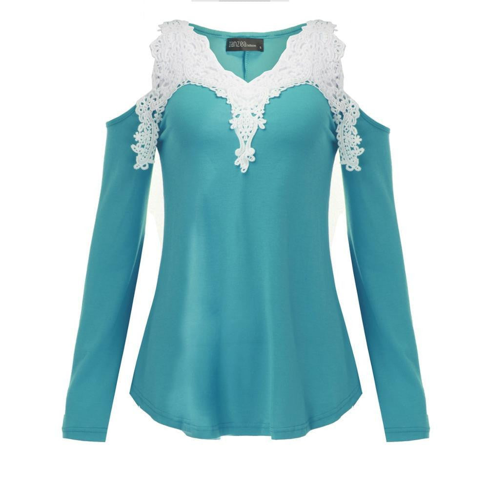 Women Trendy Casual Lace Strapless Blouse V Neck Blouses Off Shoulder Tops Plus Size