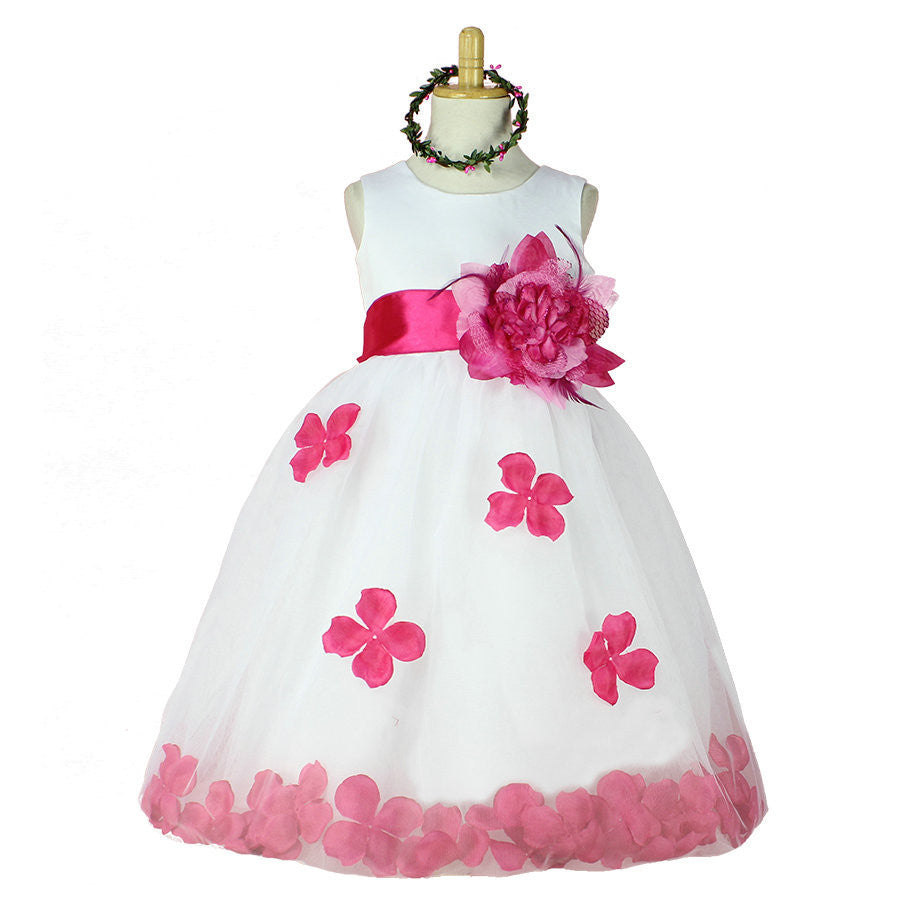 Online discount shop Australia - Girls Bridesmaid Dress Rose Petal Hem Cute Princess Tutu Dress Girls Clothing Sets Wedding Birthday
