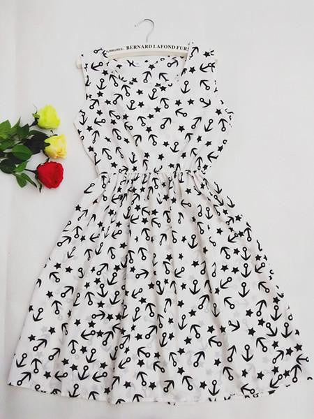 Women casual Bohemian floral flaky clouds sleeveless vest printed beach chiffon dress