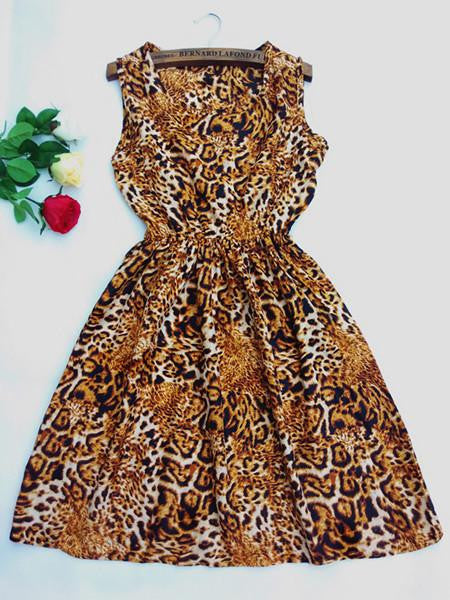 Women casual Bohemian floral flaky clouds sleeveless vest printed beach chiffon dress