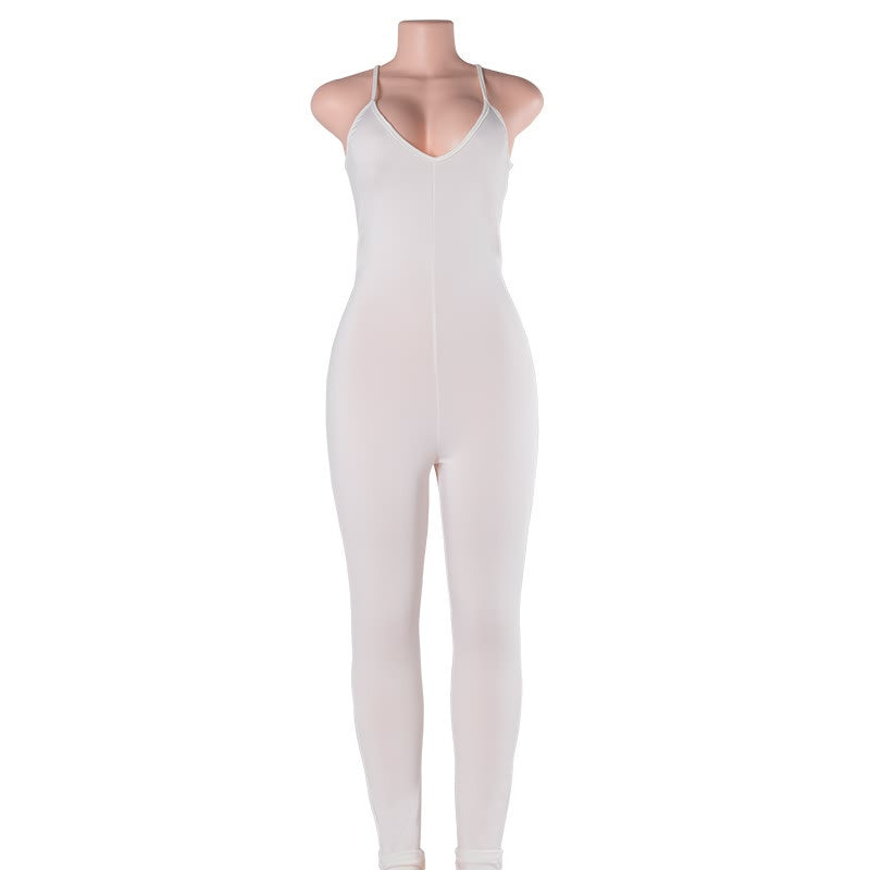 Casual New Style Solid Color Romper Playsuit V-Neck Sleeveless Cotton Grey Black Rompers Womens Jumpsuit - CelebritystyleFashion.com.au online clothing shop australia