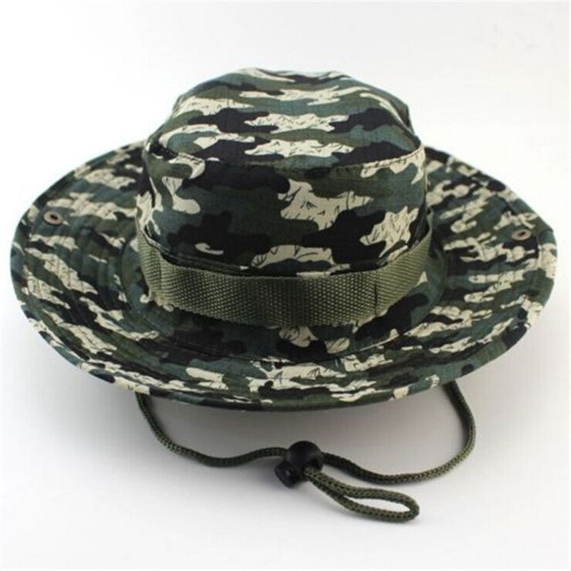Online discount shop Australia - Camouflage Bucket Hats Wide Brim Sun Cap Ripstop Camo Fishing Hunting Hiking Men Safari Jungle with String Boonie Hat