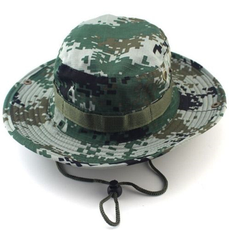 Online discount shop Australia - Camouflage Bucket Hats Wide Brim Sun Cap Ripstop Camo Fishing Hunting Hiking Men Safari Jungle with String Boonie Hat