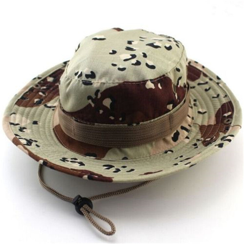 Online discount shop Australia - Camouflage Bucket Hats Wide Brim Sun Cap Ripstop Camo Fishing Hunting Hiking Men Safari Jungle with String Boonie Hat