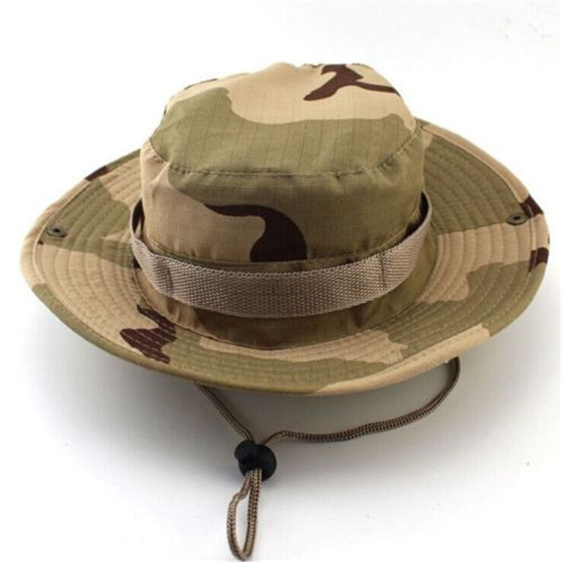 Online discount shop Australia - Camouflage Bucket Hats Wide Brim Sun Cap Ripstop Camo Fishing Hunting Hiking Men Safari Jungle with String Boonie Hat