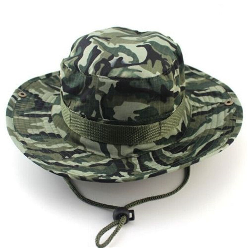 Online discount shop Australia - Camouflage Bucket Hats Wide Brim Sun Cap Ripstop Camo Fishing Hunting Hiking Men Safari Jungle with String Boonie Hat