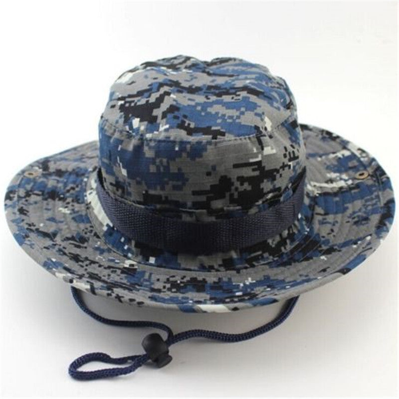 Online discount shop Australia - Camouflage Bucket Hats Wide Brim Sun Cap Ripstop Camo Fishing Hunting Hiking Men Safari Jungle with String Boonie Hat