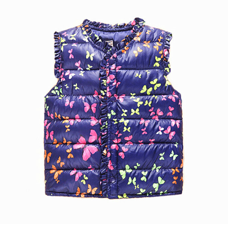 Autumn Spring Children's Winter Jackets Kids Girls Vest Sweet Floral Down Cotton Warm Waistcoat Children Clothing 2 Color - CelebritystyleFashion.com.au online clothing shop australia