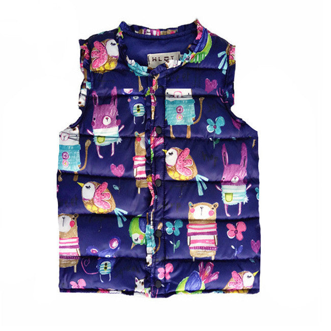 Autumn Spring Children's Winter Jackets Kids Girls Vest Sweet Floral Down Cotton Warm Waistcoat Children Clothing 2 Color - CelebritystyleFashion.com.au online clothing shop australia