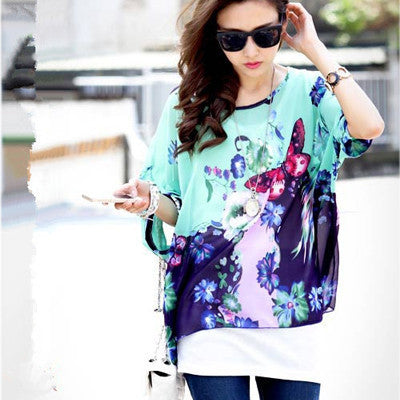 Online discount shop Australia - 4XL 5XL 6XL Plus Size Women Clothing New Casual Blouse Shirt Woman Vintage Print Chiffon Shirts Tops