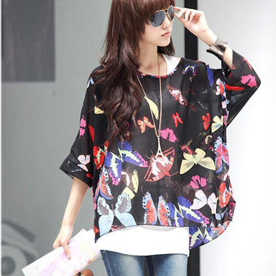 Online discount shop Australia - 4XL 5XL 6XL Plus Size Women Clothing New Casual Blouse Shirt Woman Vintage Print Chiffon Shirts Tops
