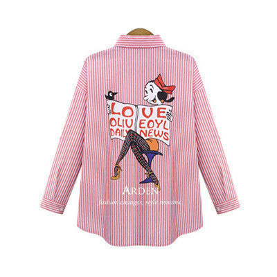 Plus size Women/Men blouses and shirts brand Fashion cartoon Simpson long sleeve Vintage denim blouse shirt models