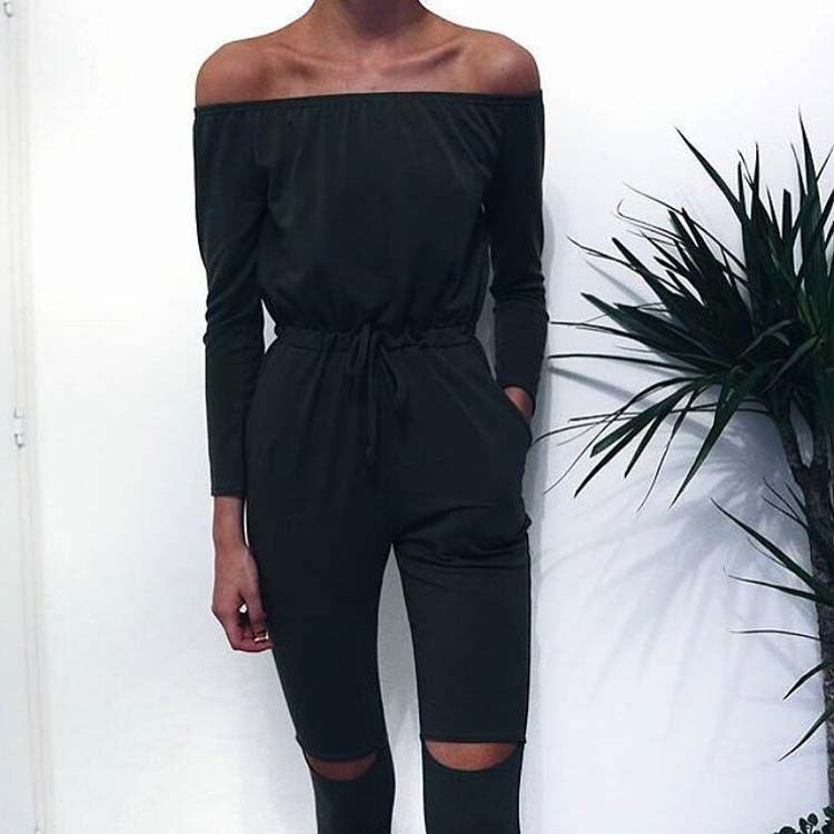 Online discount shop Australia - 6 Color New Rompers Womens Jumpsuit Sexy Off Shoulder Long Sleeve Elegant Bodycon Bodysuit Bandage Jumpsuits