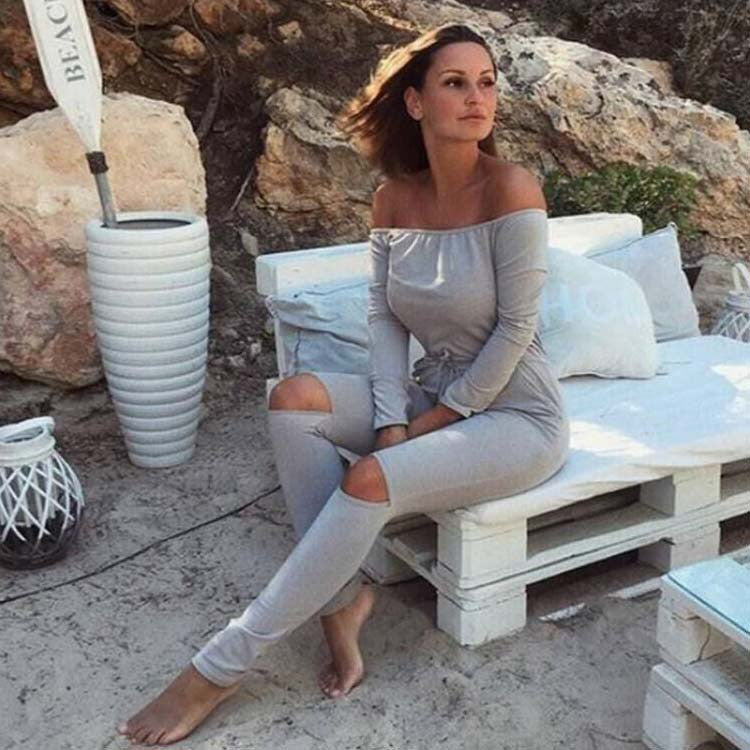 Online discount shop Australia - 6 Color New Rompers Womens Jumpsuit Sexy Off Shoulder Long Sleeve Elegant Bodycon Bodysuit Bandage Jumpsuits