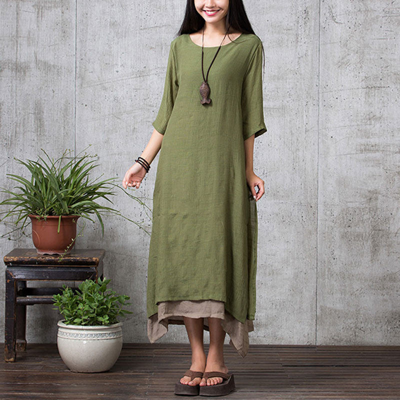 Online discount shop Australia - Cotton Linen Vintage Dress Summer Autumn Women Casual Loose Boho Long Maxi Dresses Vestidos Plus Size