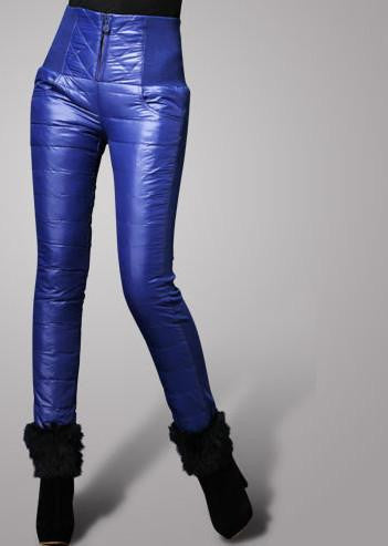 Women Pants Trousers Winter High Waisted Outer Wear Women female Fashion Slim Warm Thick Duck Down Pants Trousers skinny