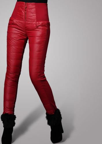 Women Pants Trousers Winter High Waisted Outer Wear Women female Fashion Slim Warm Thick Duck Down Pants Trousers skinny