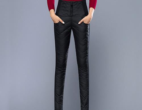 Women Pants Trousers Winter High Waisted Outer Wear Women female Fashion Slim Warm Thick Duck Down Pants Trousers skinny