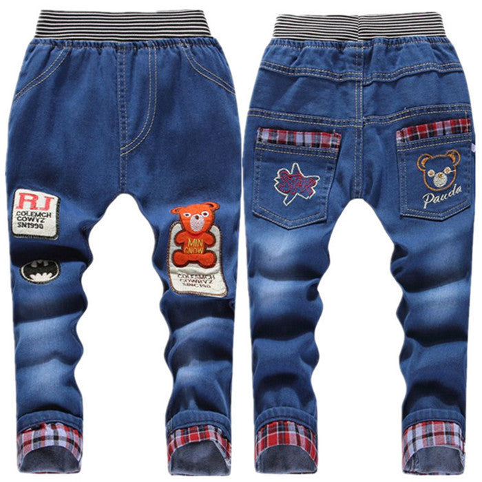 Kids Jeans Elastic Waist Straight Cartoon Jeans Denim Long Pant Retail Boy Jeans 12 Types WB114 - CelebritystyleFashion.com.au online clothing shop australia