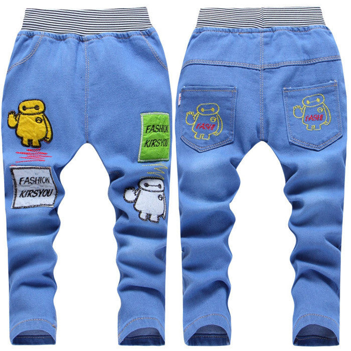 Kids Jeans Elastic Waist Straight Cartoon Jeans Denim Long Pant Retail Boy Jeans 12 Types WB114 - CelebritystyleFashion.com.au online clothing shop australia